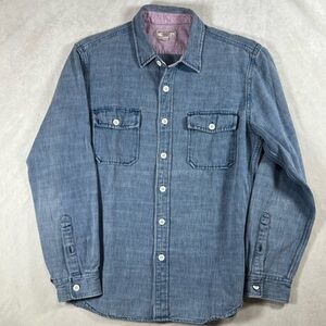 Wallace & Barnes Large Heavy Knit Chambray Shacket Casual Button Down Shirt Soft